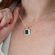 Touch of Nature Malachite Necklace - White Crystals [Sterling Silver]