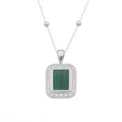 Touch of Nature Malachite Necklace - White Crystals [Sterling Silver]