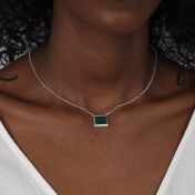 Touch of Nature Malachite Necklace - Horizontal [Sterling Silver]