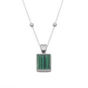 Touch of Nature Malachite Necklace - Vertical [Sterling Silver]