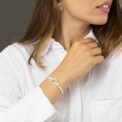 Edelsteen Kaart Armband met Milanese Ketting [Sterling Zilver]