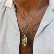 Map Tag Necklace For Men - 18K Gold Plated