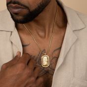 Collana di Cristallo con Etichetta a Forma di Mappa per Uomo - Placcata Oro 18 Carati
