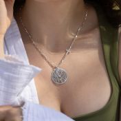 Precious Spot Map Necklace with Diamond Cross [Sterling Silver]