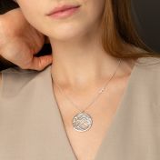 Beliebter Ort Karten Kette mit Kreuz an der Seite [Sterlingsilber]