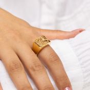 Kaart Zegel Ring [18K Goud Verguld]