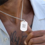 Map Tag Silhouette Necklace For Men - Sterling Silver