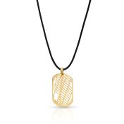 Map Tag Necklace for Men - 18K Gold Plated / Black Cord