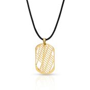 Map Tag Necklace for Men - 18K Gold Vermeil / Black Cord