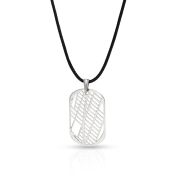 Kaart Ketting voor Mannen - Sterling Zilver / Zwart Koord