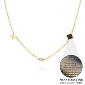 Maria Diamanten-Halskette mit einer Initiale und Nano-Bibel [750er Gold Vermeil]