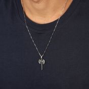Viking Axe Pendant Men Necklace - Sterling Silver