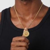 Family Compass Men Engraved Necklace - 18K Gold Plated