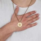 Family Compass Men Engraved Necklace - 18K Gold Plated
