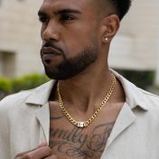 Cuban Link Chain Name Necklace with Black Diamond [18K Gold Plated]