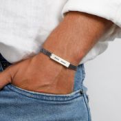 Dark Silver Bracelet for Men - Herringbone Chain 