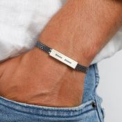 Dark Silver Bracelet for Men - Herringbone Chain