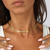 Mia Braided Herringbone Necklace [18K Gold Plated]