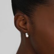 Mia Pearl Earrings With Crystal [Sterling Silver]