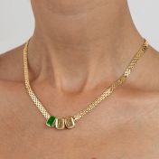 Emily Milanese Name Necklace with Green Charm [18K Gold Plated] 