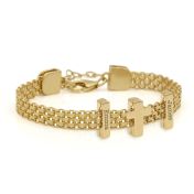 Milanaise Armband mit Kreuz [750er Gold Vermeil]