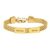 Milanese Chain Name Bracelet with Diamond [18K Gold Plated]