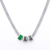 Emily Milanese Name Necklace with Green Charm [Sterling Silver]