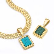 Milanese Chain Gemstone Power Statement Necklace [18K Gold Plated]