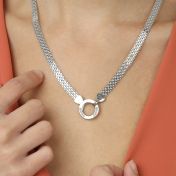 Family Circle Milanese Chain Name Necklace [Sterling Silver]