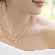 For Mom with Heart Necklace Pair [Gold Plated]