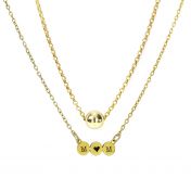 For Mom with Heart Necklace Pair [Gold Plated]