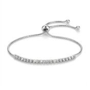 Pulsera Ajustable Brillo Lunar - Cristales Blancos [Plata de Ley]