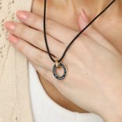 Mother's Circle Name Necklace [18K Gold Vermeil / Black Cord]