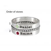 Name and Birthstone Rings Stack [Sterling Silver]