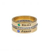 Name and Birthstone Rings Stack [Gold Plated]
