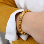 Bracelet Jaspe Naturel avec Prénom pour Femme [Plaqué Or 18ct]