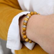 Bracelet Jaspe Naturel avec Prénom pour Femme [Argent 925]