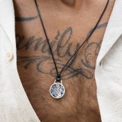 Navigator's Map Men Necklace - Sterling Silver / Black Cord