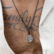 Navigator's Map Men Necklace - Sterling Silver / Black Cord