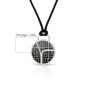 Collier Carte de Navigation pour Homme - Argent 925 / Cordon Noir