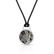 Navigator's Map Men Necklace - Sterling Silver / Black Cord