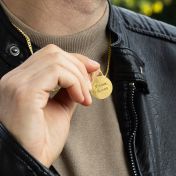 Navigationskarte Männer Halskette mit Kubanischer Kette  – 750er Gold Vermeil
