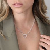 Anna Double Layer Crystal Necklace [Sterling Silver]