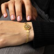 Erinnerungskreis Silhouette Armband mit Kartenanhänger  [750er vergoldet]