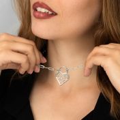 Ties of Heart Padlock Map Necklace [Sterling Silver]