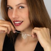 Ties of Heart Padlock Map Necklace [Sterling Silver]
