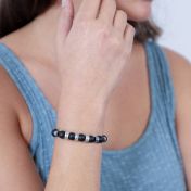 Onyx and Hematite Mix Name Bracelet [Sterling Silver]