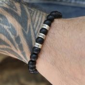 Bracelet Prénom Onyx Noir Serein pour Homme