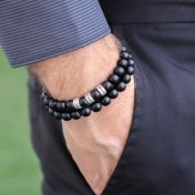Kalme Zwarte Onyx Naam Armband voor Mannen