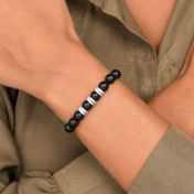 Black Onyx Women Name Bracelet with 0.20ct Diamonds [Sterling Silver]